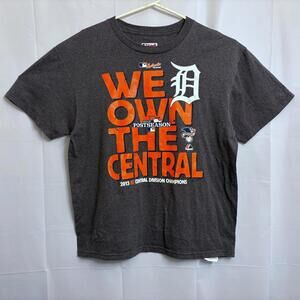 Majestic T-Shirt Men's L Gray Detroit Tigers 2013 AL Central Champions